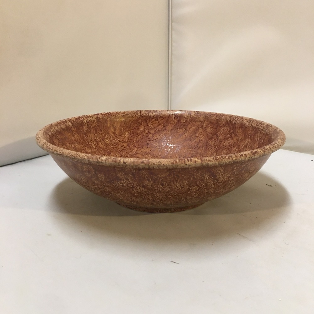 Bolta-Lite Salad Bowl Unisex 8 Inch Brown Marbled Fiberglass Vintage MCM